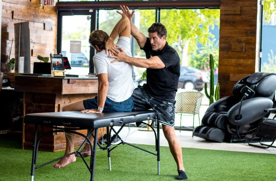 Pain relief stretch therapy session at Primal Fit Miami